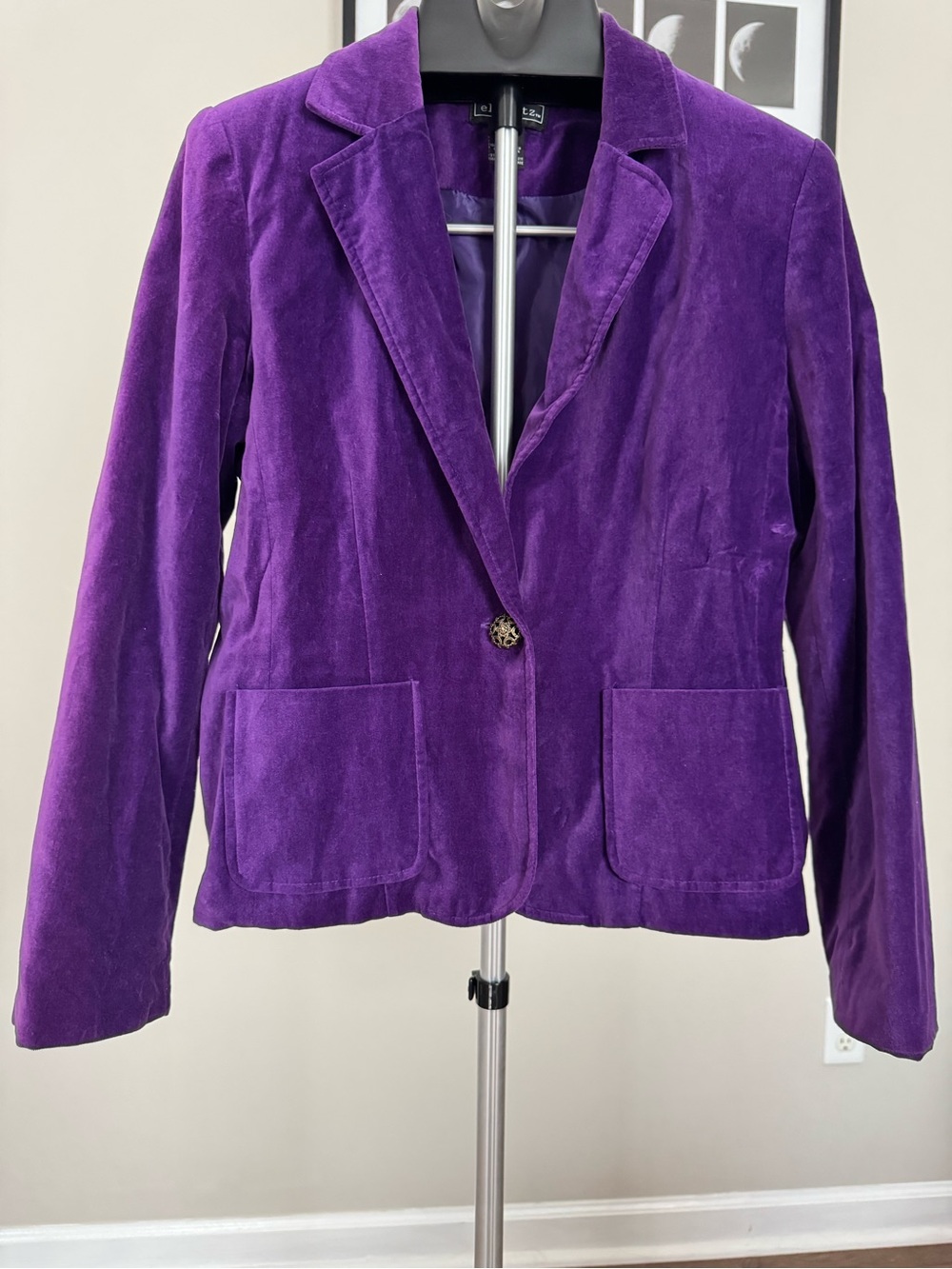 Elementz Vibrant Purple Women's Velvet Blazer Jacket M